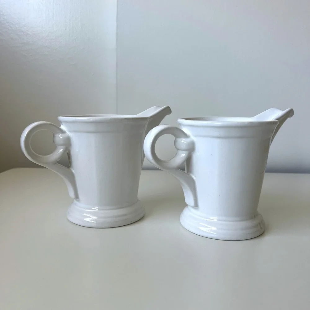 Fapor Coronado White Creamer Set of 2 Restaurant Ware Ironstone Pitchers